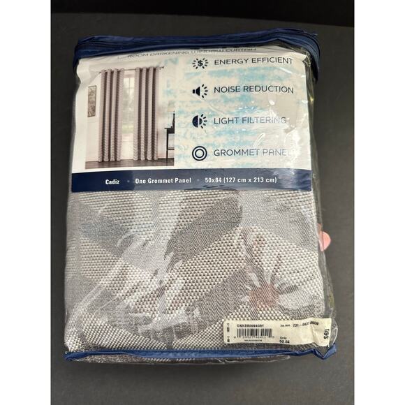 Sun Zero Room Darkening Window Curtain 50x84 Grey Cadiz 1 Grommet Panel - Picture 9 of 9